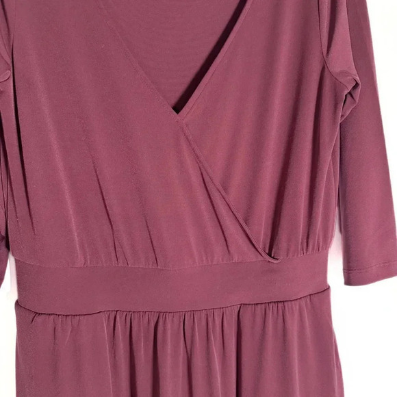 Curations Maxi Dress Size Small Petite Burgundy Wine Crossover Top Long Sleeved - Picture 6 of 9